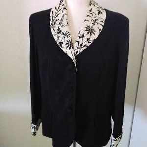 Lois Snyder Dani Max Blazer Jacket Vintage Size 14P Black & Cream